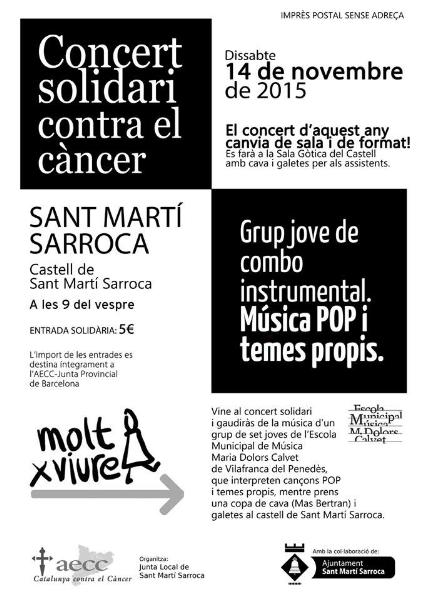 Concert solidari contra el càncer a Sant Martí Sarroca