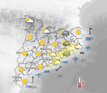 Alerta per la previsió de pluges intenses a partir d'aquest vespre al litoral i prelitoral central. EIX