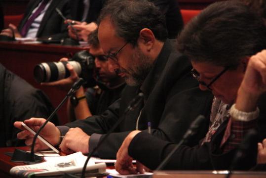 Antonio Baños (CUP), a la compareixença del president de la Generalitat en funcions, Artur Mas, davant la Diputació Permanent. ACN