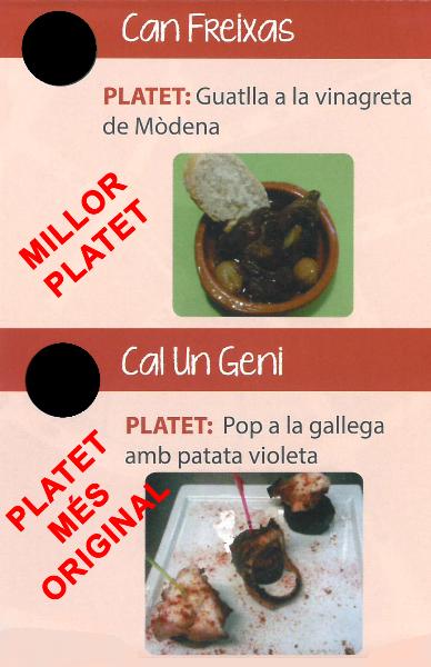 Can Freixas i Cal Un Geni, establiments guanyadors de la 2a Ruta dels Platets de l’Arboç. EIX