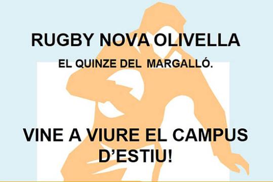 Eix. Cartell de promoció del Campus de Rugbi a Olivella