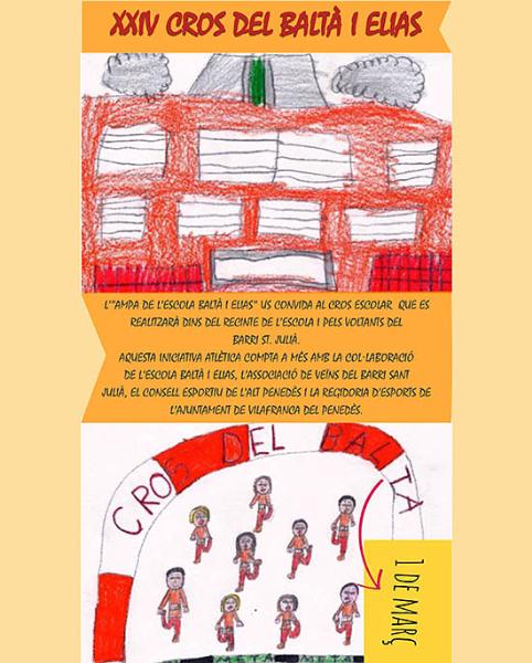 Eix. Cartell del XIV Cros escolar de lescola J. Baltà i Elias