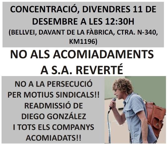 CCOO convoca una manifestació contra els acomiadaments a la fàbrica de Reverté Minerals de Bellvei. EIX