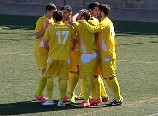 Garraf Esports. Celebració dels jugadors el CF Vilanova