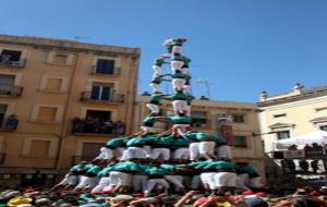 El 3 de 9 amb folre i agulla descarregat pels Castellers de Vilafranca a la diada del primer diumenge de festes de Santa Tecla de Tarragona. ACN