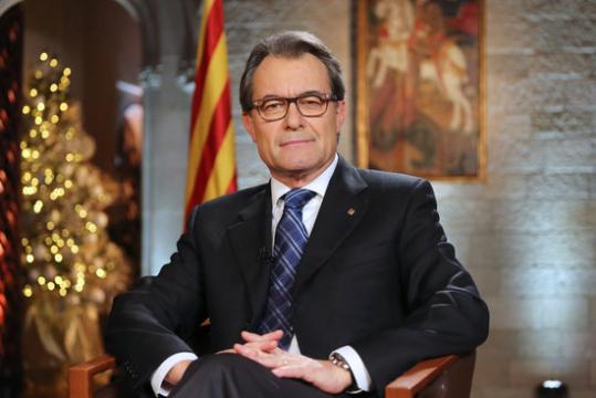 El president de la Generalitat en funcions, Artur Mas, durant un moment del discurs institucional de Cap d'Any. ACN