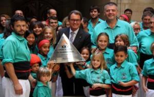 El president Mas rep els Castellers de Vilafranca al Palau de la Generalitat