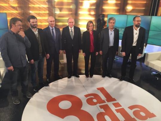 Els candidats per Barcelona a les eleccions del 20 de desembre al Congrés dels diputats, durant el debat a 8TV. ACN