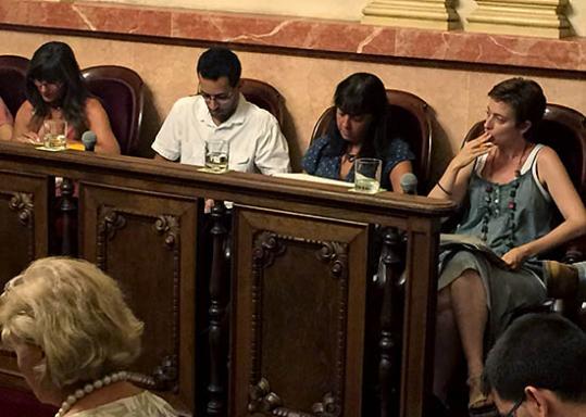 Els regidors d'ERC al ple de Vilanova. Eix