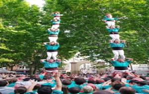 Castellers de Vilafranca. Els Verds descarreguen dos pilars de 6 simultanis a Sants