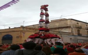 Els Xicots de Vilafranca descarreguen per primer cop la torre de 8 amb folre a Màrtirs Street. Xicots de Vilafranca