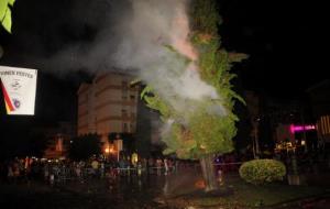 Ensurt a Roquetes per l'incendi d'un arbre en plena celebració de la festa major