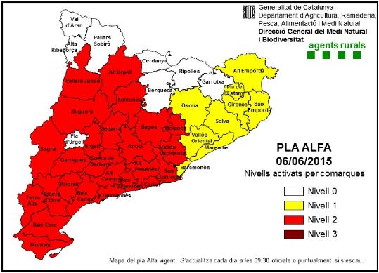 EIX. Es manté per avui l'elevat risc d'incendi forestal i Protecció Civil demana extremar precaucions