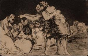 Gravat d'assaig de 'Disparate desordenado, proverbio Nº 7: La que mal marida nunca le falta que diga', exposat a l''Espai Goya' de Vilanova