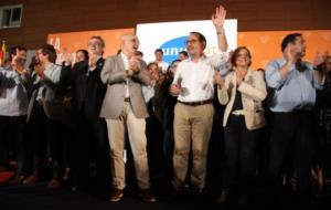 Imatge de l'últim míting de la campanya electoral d'Unió, celebrat al Pavelló de la Nova Icària de Barcelona. ACN