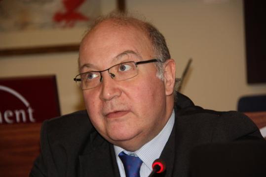 Imatge en un primer pla de Salvador Guillermo, director d'Economia de Foment, en una roda de premsa celebrada a al seu de Foment. ACN