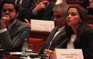 Inés Arrimadas, Carlos Carrizosa i Fernando de Páramo (C's), a la compareixença del president de la Generalitat en funcions, Artur Ma. ACN