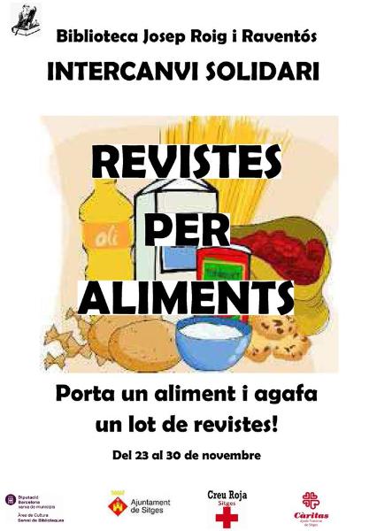 Intercanvi solidari de revistes per aliments a la biblioteca de Sitges. EIX