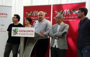 Joan Josep Nuet, Gemma Lienas, Lluís Rabell, Joan Coscubiela i Albano-Dante Fachín, en roda de premsa. ACN