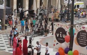 La plaça de la Vila de Vilanova, escenari del rodatge d'una escena d'un film xinès