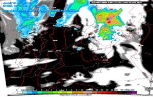 Model WRF per la nit de dimecres/dijous. A diferència del model GFS també ens marca la possibilitat d'algunes clarianes esporàdiques