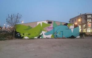 Mural de Gat Miau al carrer Progrés de Vilafranca. Ajuntament de Vilafranca