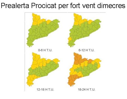Protecció Civil de la Generalitat posa en prealerta el pla Procicat per fort vent demà sobretot al Pirineu, Prepirineu i sud de Catalunya. EIX