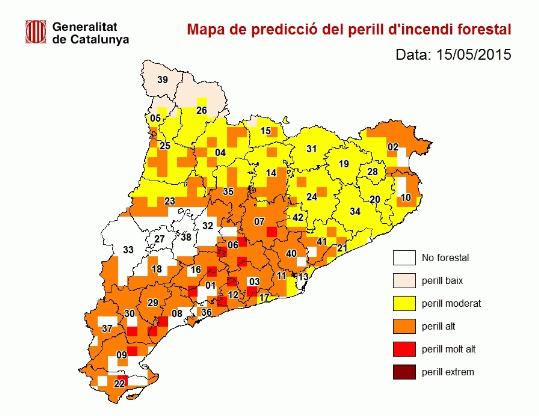 EIX. Protecció Civil de la Generalitat recorda que el risc d'incendi forestal continua sent elevat i demana a la població que extremi les precaucions