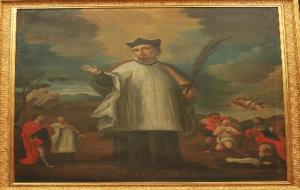 EIX. Una pintura de Sant Fèlix del fons Vinseum penja al saló de plens de Vilafranca