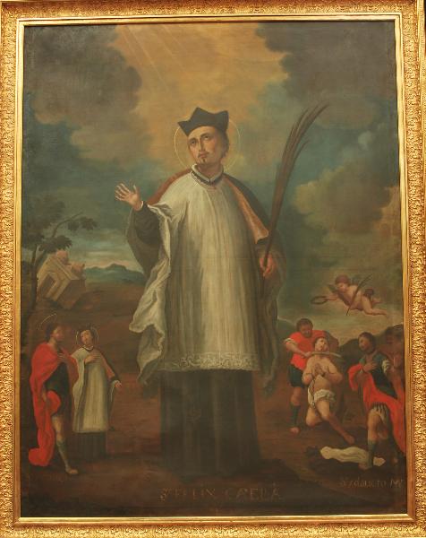 EIX. Una pintura de Sant Fèlix del fons Vinseum penja al saló de plens de Vilafranca