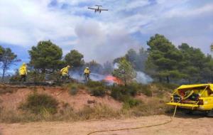 Una setantena de voluntaris del Penedès i Garraf, a l'incendi d'Òdena. ADF Penedès Garraf