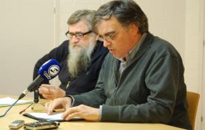 Ajt Sant Pere de Ribes. Xavier Garriga i Lluís Giralt, en roda de premsa