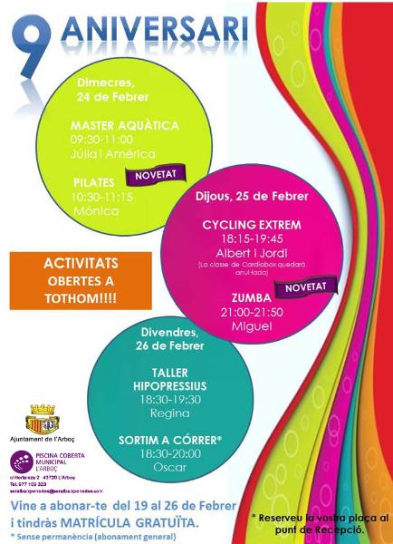 9è aniversari de la Piscina Coberta Municipal de l’Arboç