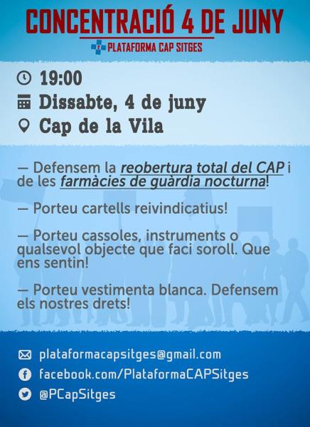 Concentració de la Plataforma CAP Sitges