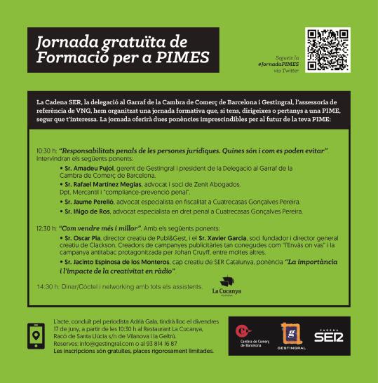 Jornada gratuïta sobre les responsabilitats penals de les persones jurídiques