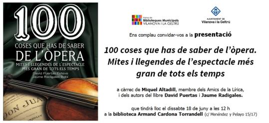 Presentació de 100 coses que has de saber de l’òpera