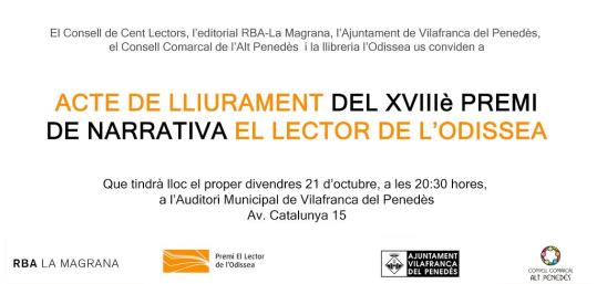 Acte de lliurament del 18è Premi El Lector de l'Odissea