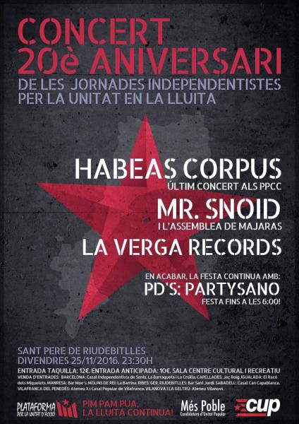 20è aniversari de les Jornades per la Unitat en la Lluita celebrades a Riudebitlles