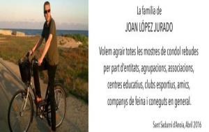 Agraïment de condol família Joan López