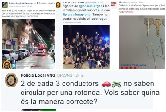 Algunes de les publicacions que han fet les policies locals i els mossos del nostre territori en els darrers dies. EIX