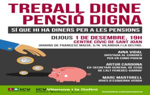 Cartell de la xerrada Treball digne, pensió digna