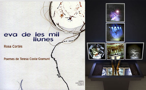 Coberta de 'Eva de les mil lunes' i imatge de l'obra exposada a la mostra 'La ferida lluminosa, s.l'. Eix