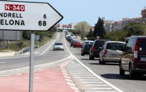 Cua a l'N-340 en direcció a Barcelona, al Baix Penedès. ACN