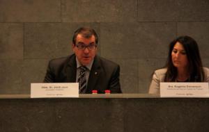 El conseller d'Interior, Jordi Jané, al costat de la directora del Servei Català de Trànsit, Eugenia Doménech. ACN