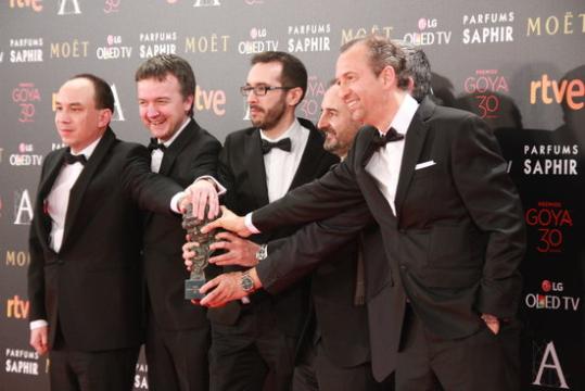 El film d'animació 'Atrapa la bandera'L'equip d'Atrapa la bandera després de recollir el Goya a la millor pel·lícula d'animació. ACN