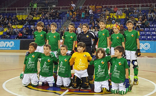 ​El Prebenjamí i el prebenjamí iniciació del CP Vilanova de visita al Palau-Blaugrana. Eix