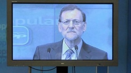 El President Rajoy a través d’una pantalla. ACN