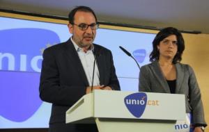 El secretari general d'Unió Democràtica, Ramon Espadaler, i la portaveu, Montserrat Surroca. ACN