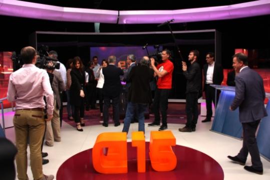 Els candidats es preparen per afrontar el Debat de TV3 de les darreres eleccions. ACN