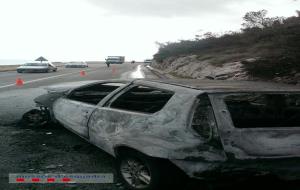 Espectacular accident entre dos turisme a la carretera de les Costes del Garraf